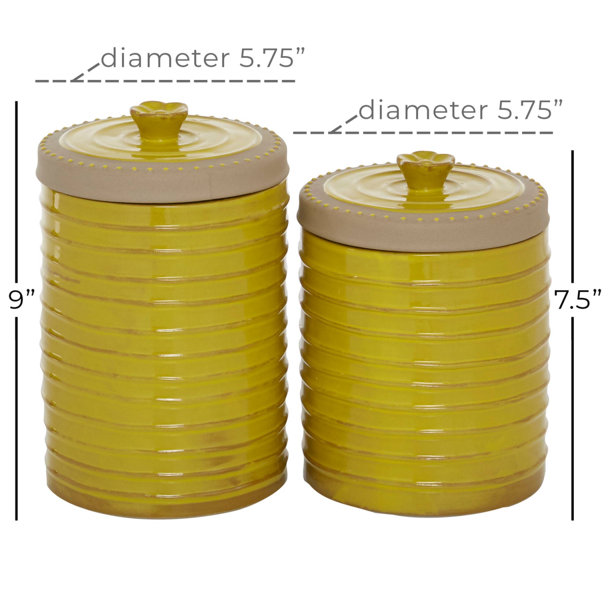 Yellow Ceramic Farmhouse Decorative Jar Set